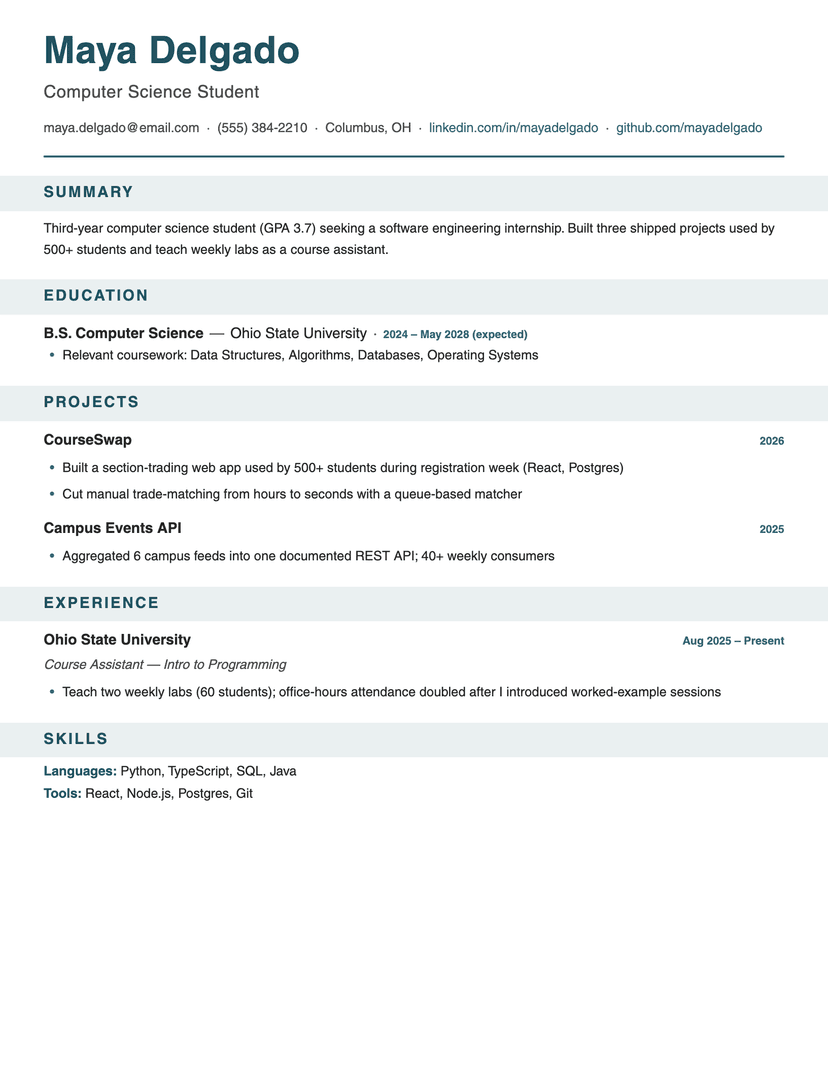 Banner resume template — ATS-friendly, free Word, PDF and Google Docs download