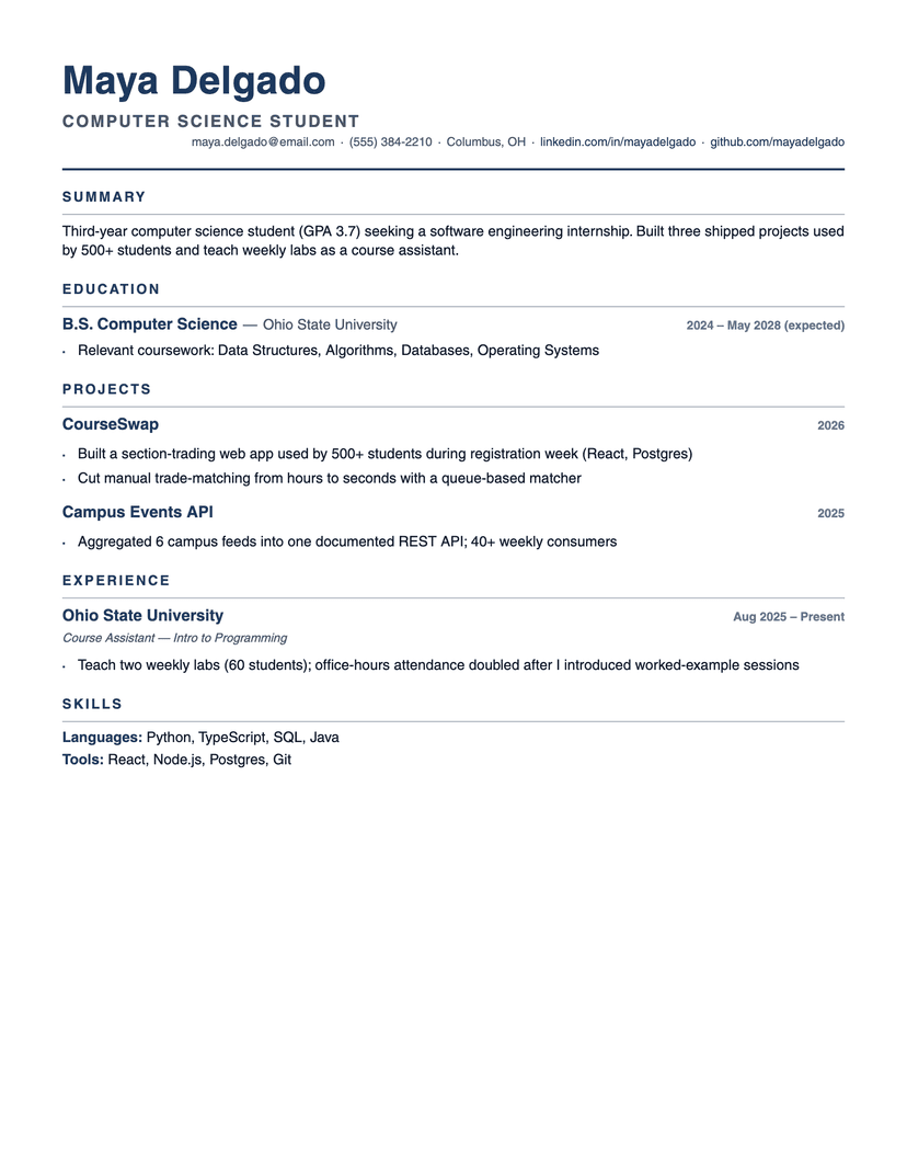 Compact Pro resume template — ATS-friendly, free Word, PDF and Google Docs download