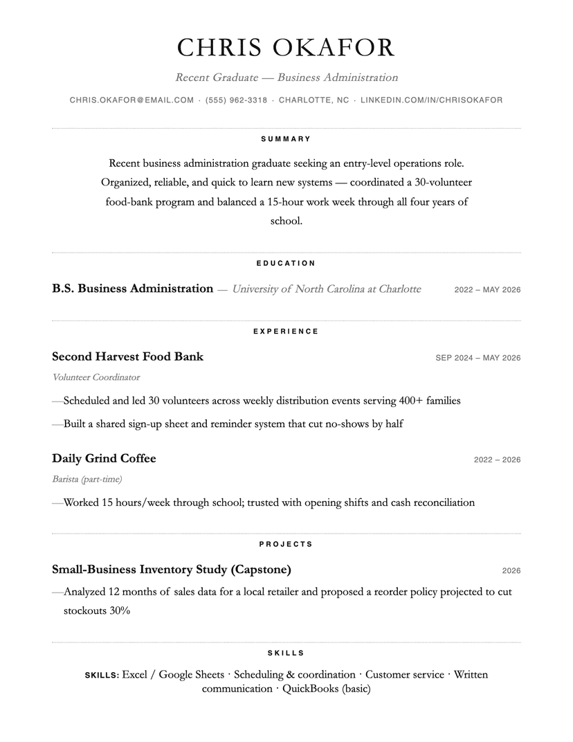 Dotted resume template — ATS-friendly, free Word, PDF and Google Docs download
