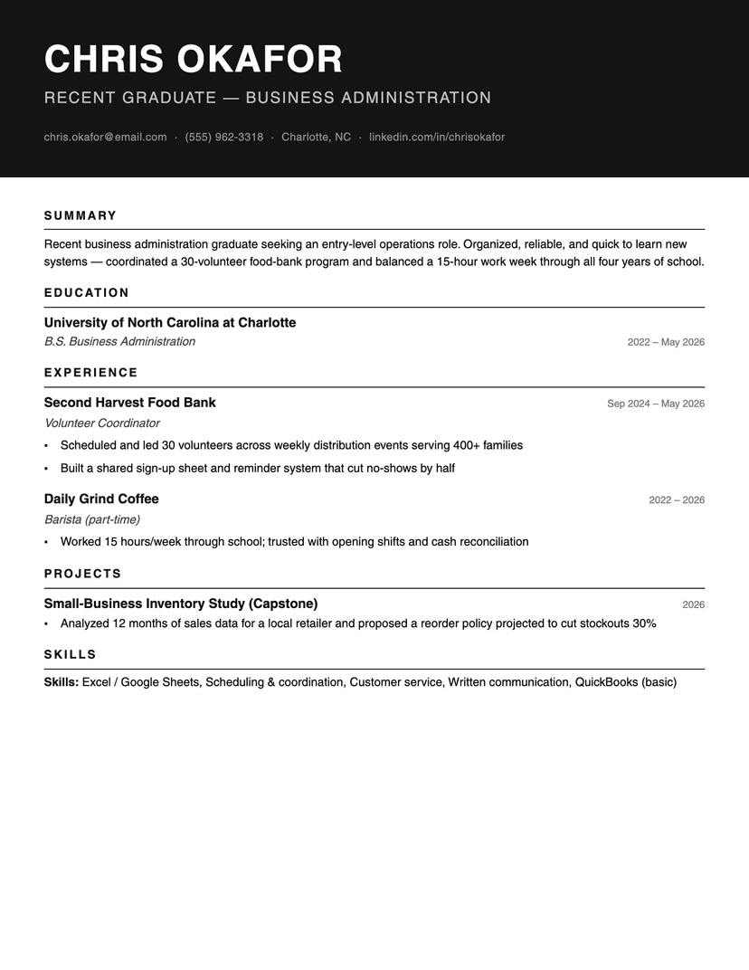 Ink Block resume template — ATS-friendly, free Word, PDF and Google Docs download
