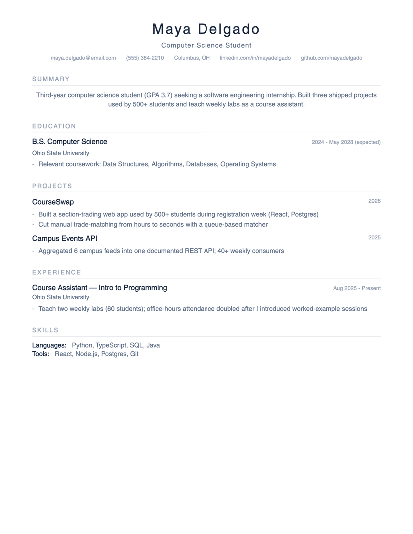 Minimalist resume template — ATS-friendly, free Word, PDF and Google Docs download
