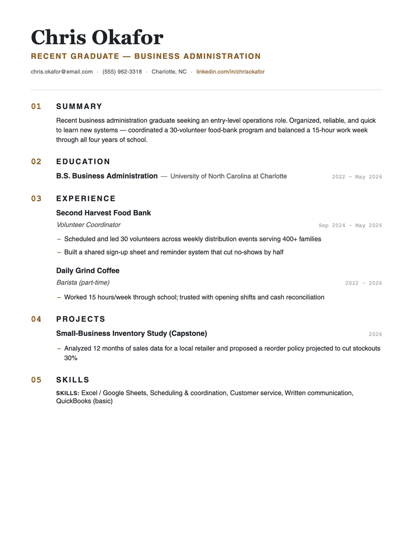 Numbered resume template — ATS-friendly, free Word, PDF and Google Docs download