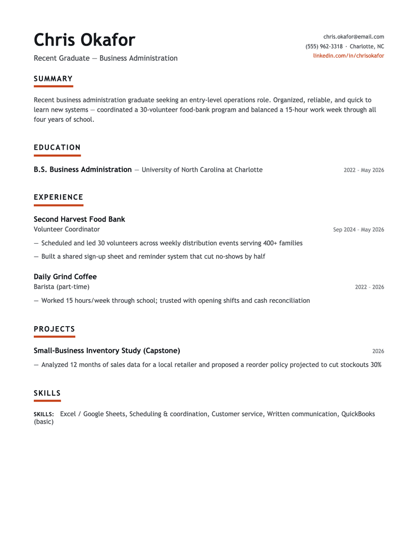 Underline Accent resume template — ATS-friendly, free Word, PDF and Google Docs download